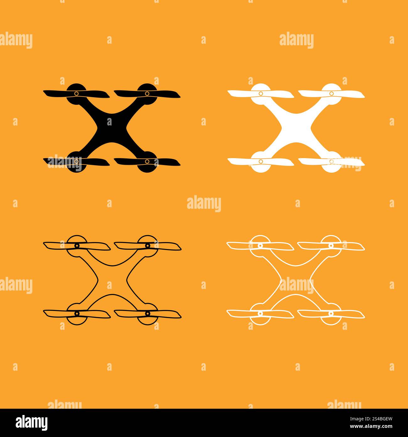 Drone set black and white icon Stock Vector Image & Art - Alamy