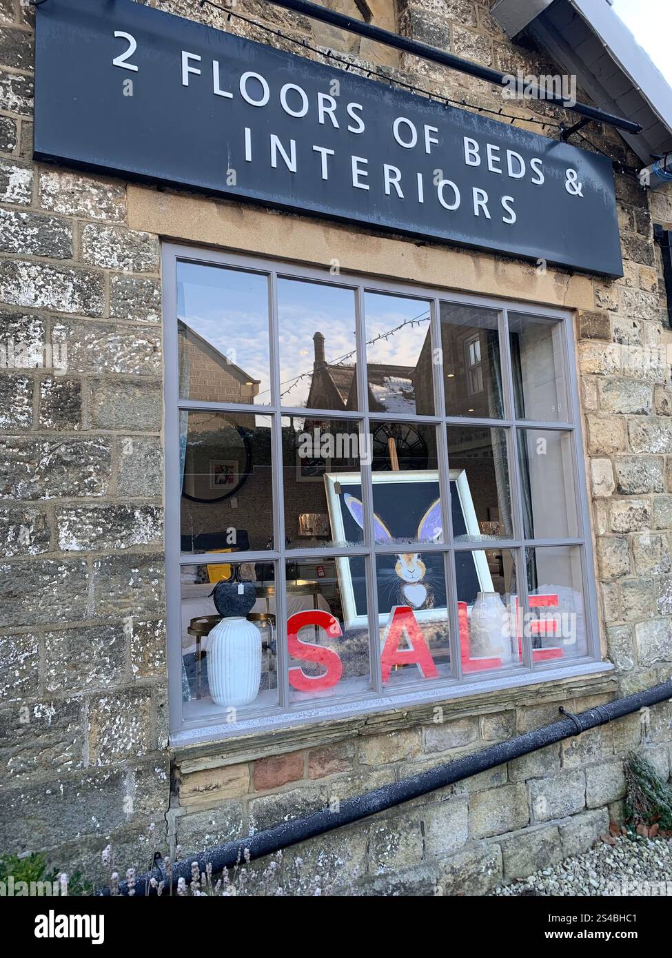 Burley in Wharfedale UK Yorkshire England Village Town people Winter Autumn Spring cold weather ice snow stone houses old Victorian design gardens - Smartphone Captured Stock Image