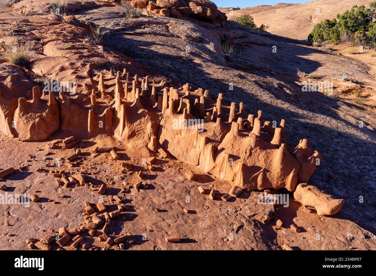 Morning view of Crocodile Rock, a very unique rock formation on the way to Colonnade Arch near Green River, Utah, USA. Stock Photo