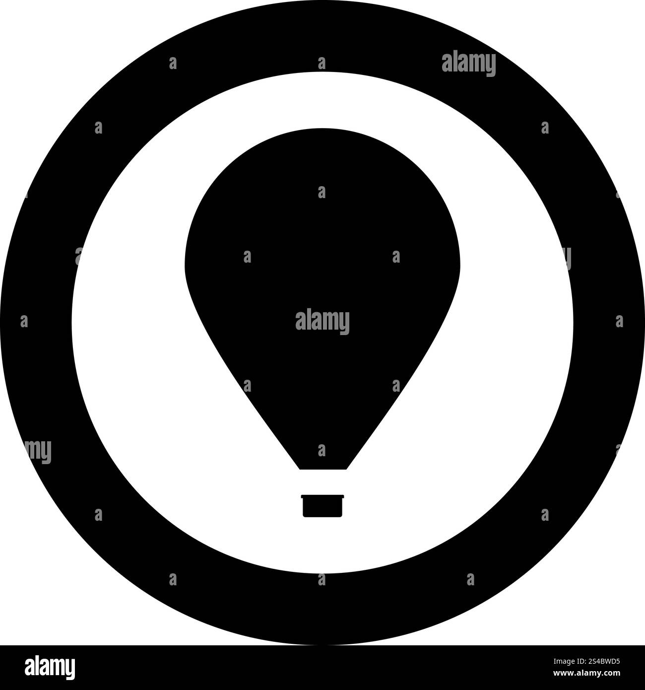 Hot air balloon icon black color in circle or round vector illustration ...