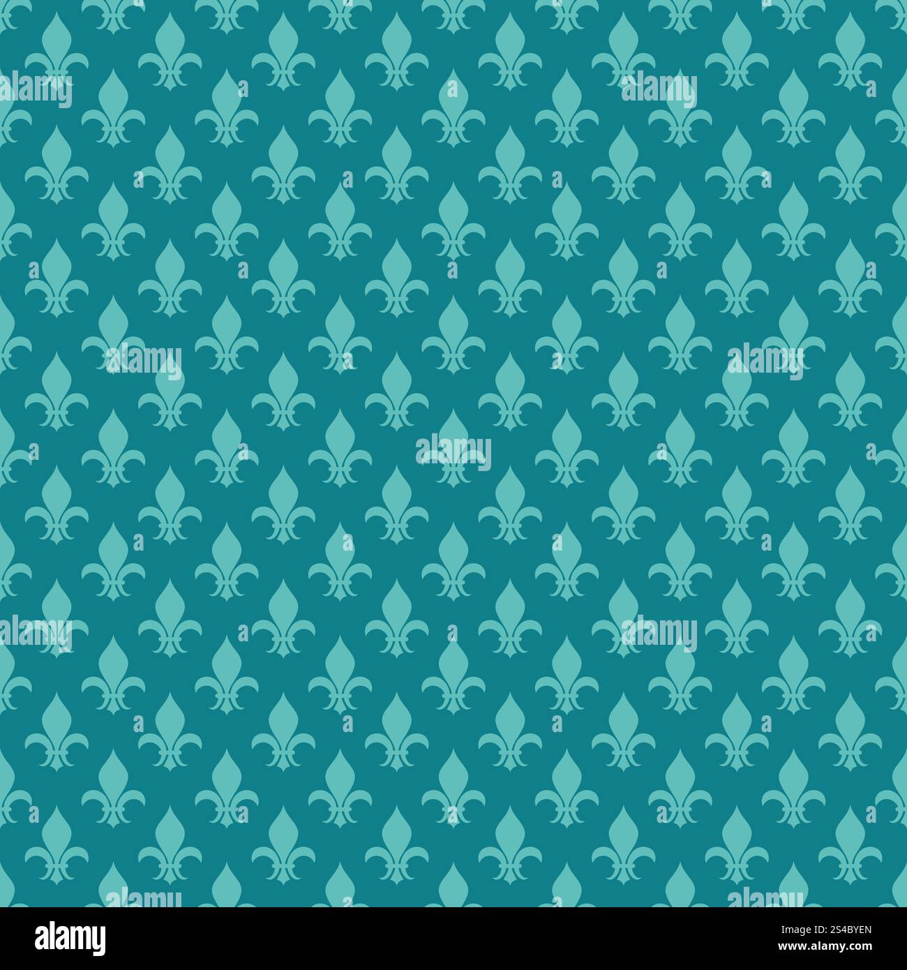 Teal fleur de lis vector seamless pattern. Teal fleur de lis vector seamless pattern. Background ceramic classic illustration Stock Vector