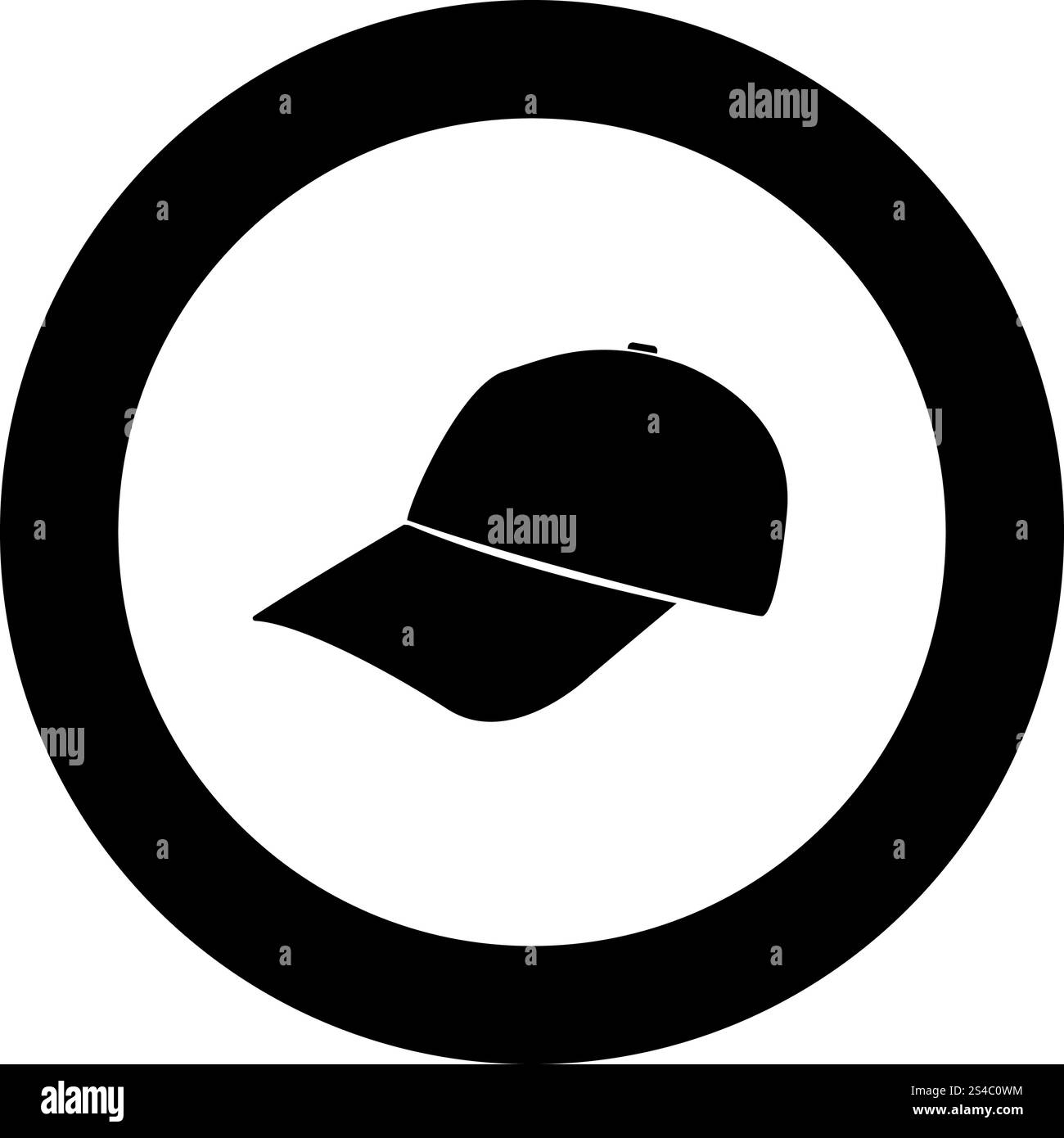 Baseball cap black icon in circle vector illustration isolated flat ...
