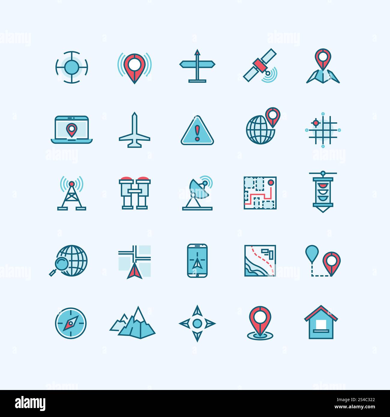Maps and location flat vector icons. Maps and location flat vector ...