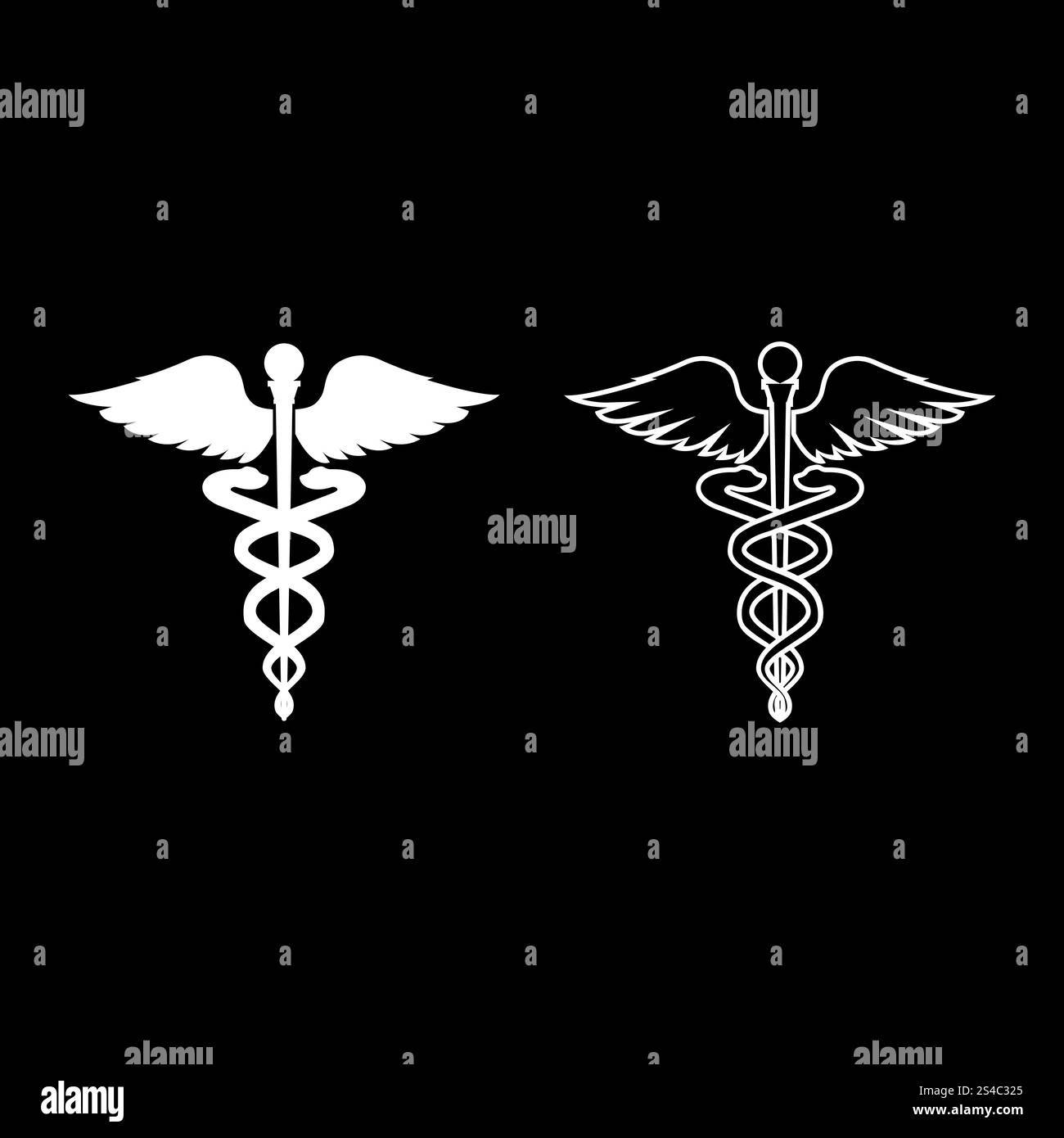 Caduceus health symbol Asclepius’s Wand icon set white color ...