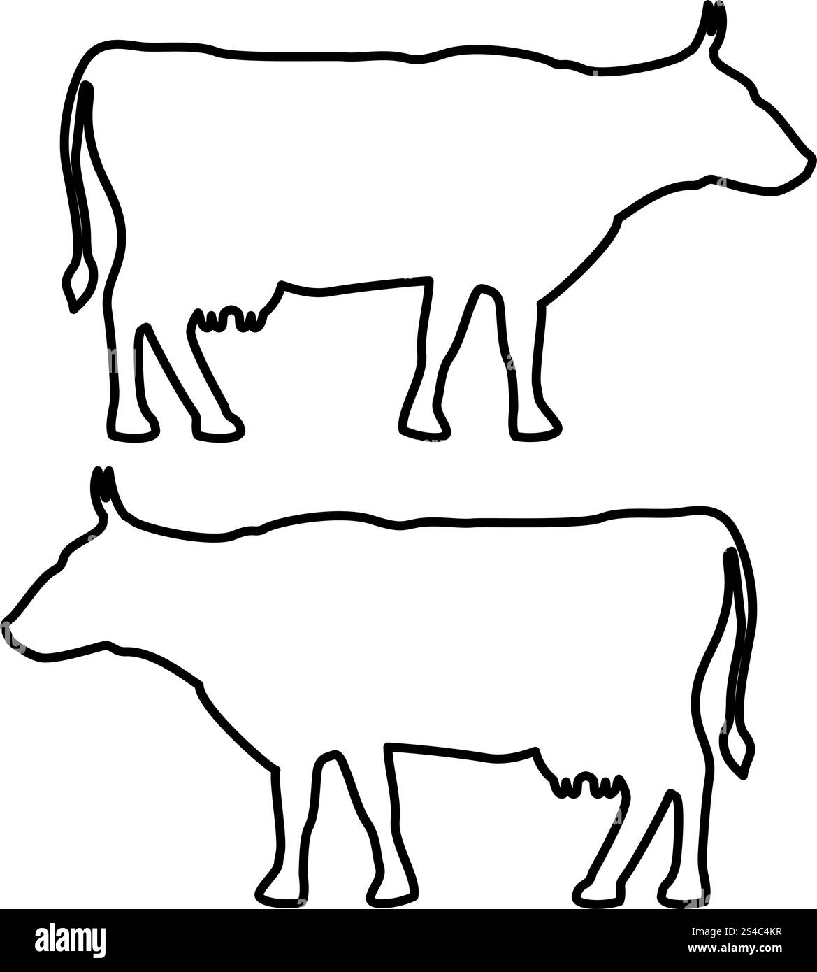 Cow icon black fill color set Flat illustration Path style Stock Vector ...