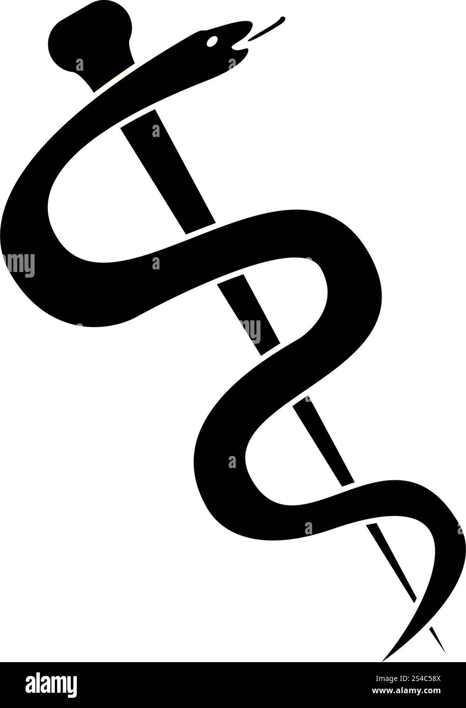 Caduceus or staff of Asclepius symbol icon black color Stock Vector ...