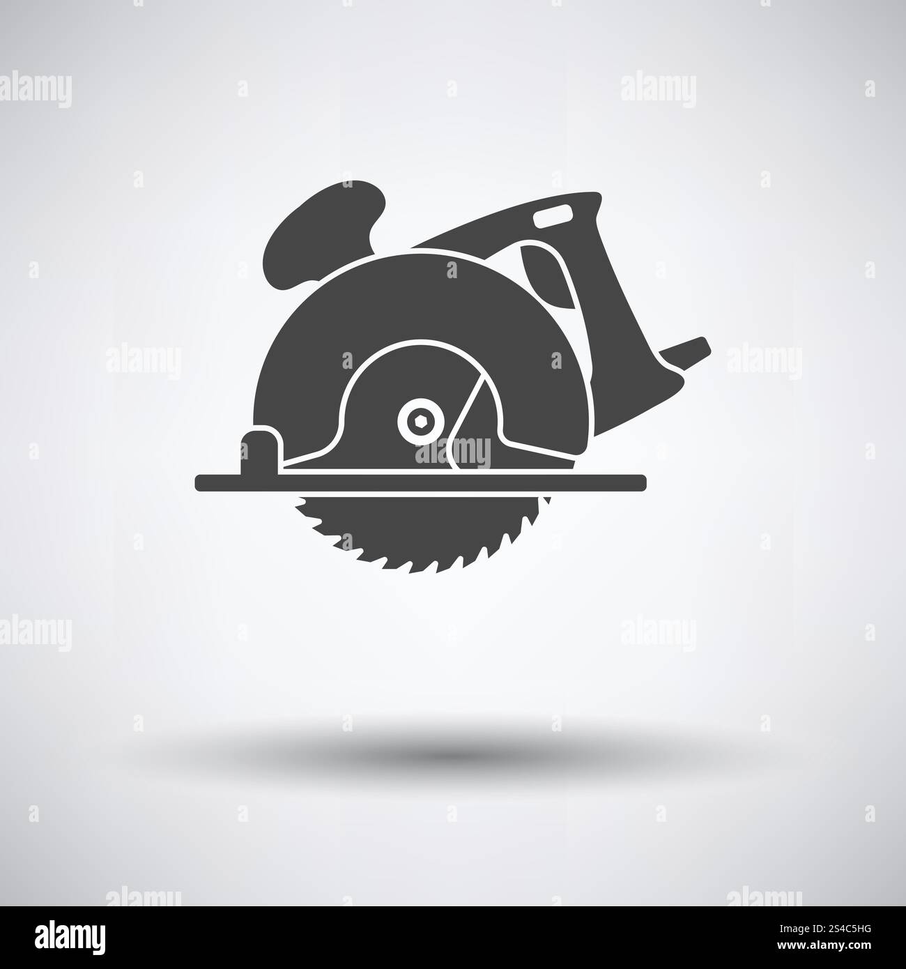 Circular saw icon. Circular saw icon on gray background, round shadow ...