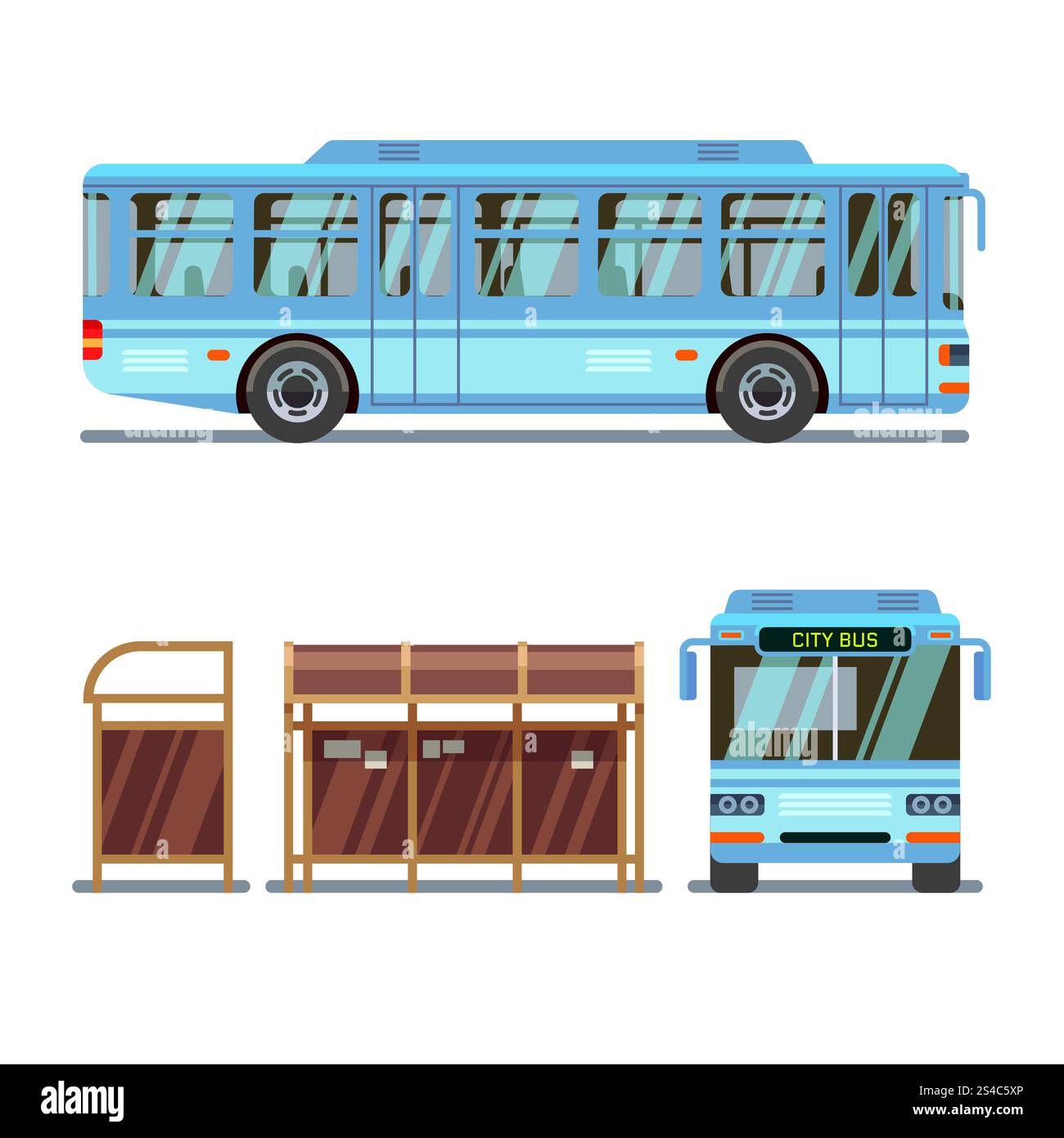 Bus Stop And City Bus Vector Illustration Bus Stop And City Bus Stop