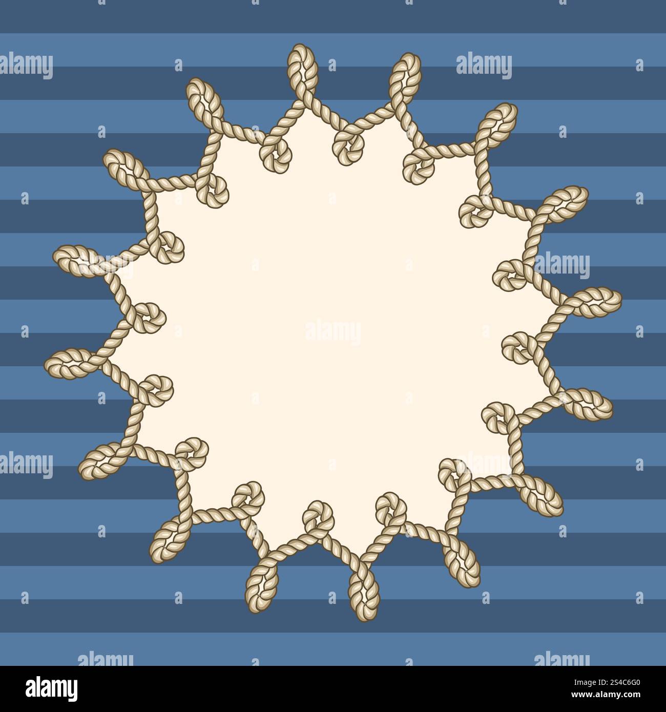 Nautical ropes frame over navy blue background. Intertwined nautical ...