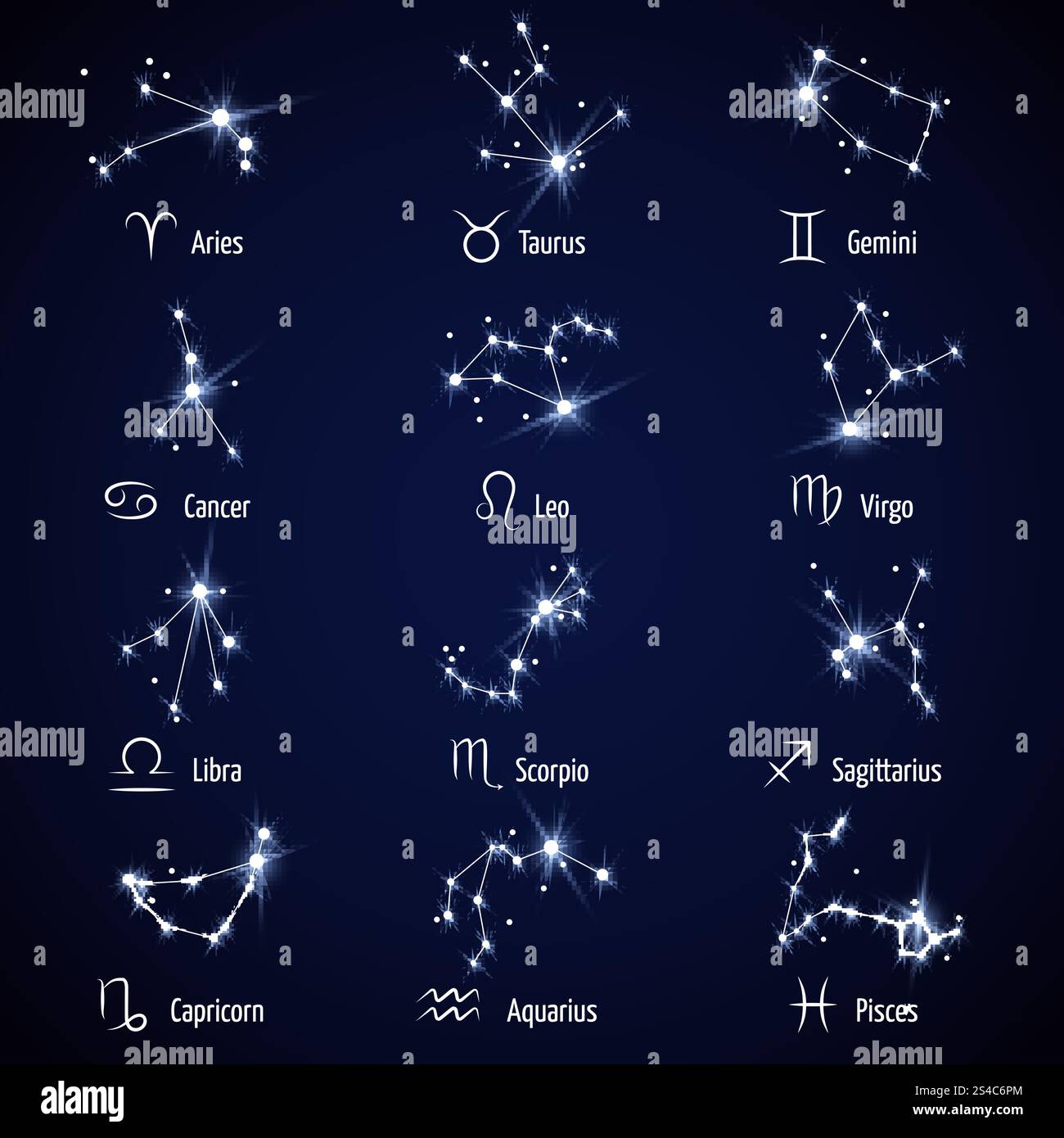 Zodiac signs. Vector astrology horoscope symbols or zodiacal icons ...