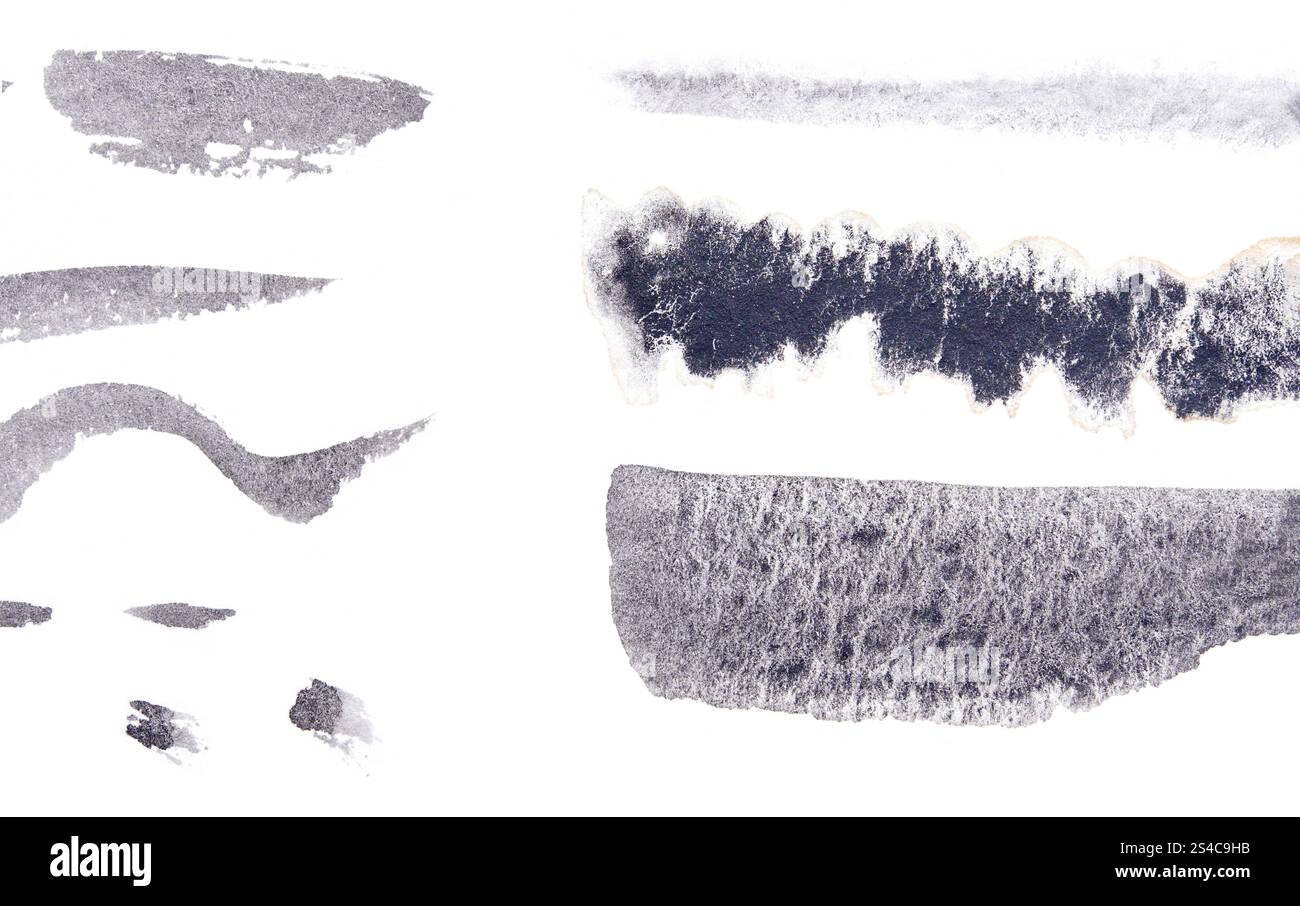 Bold abstract ink strokes on white background for modern art and ...