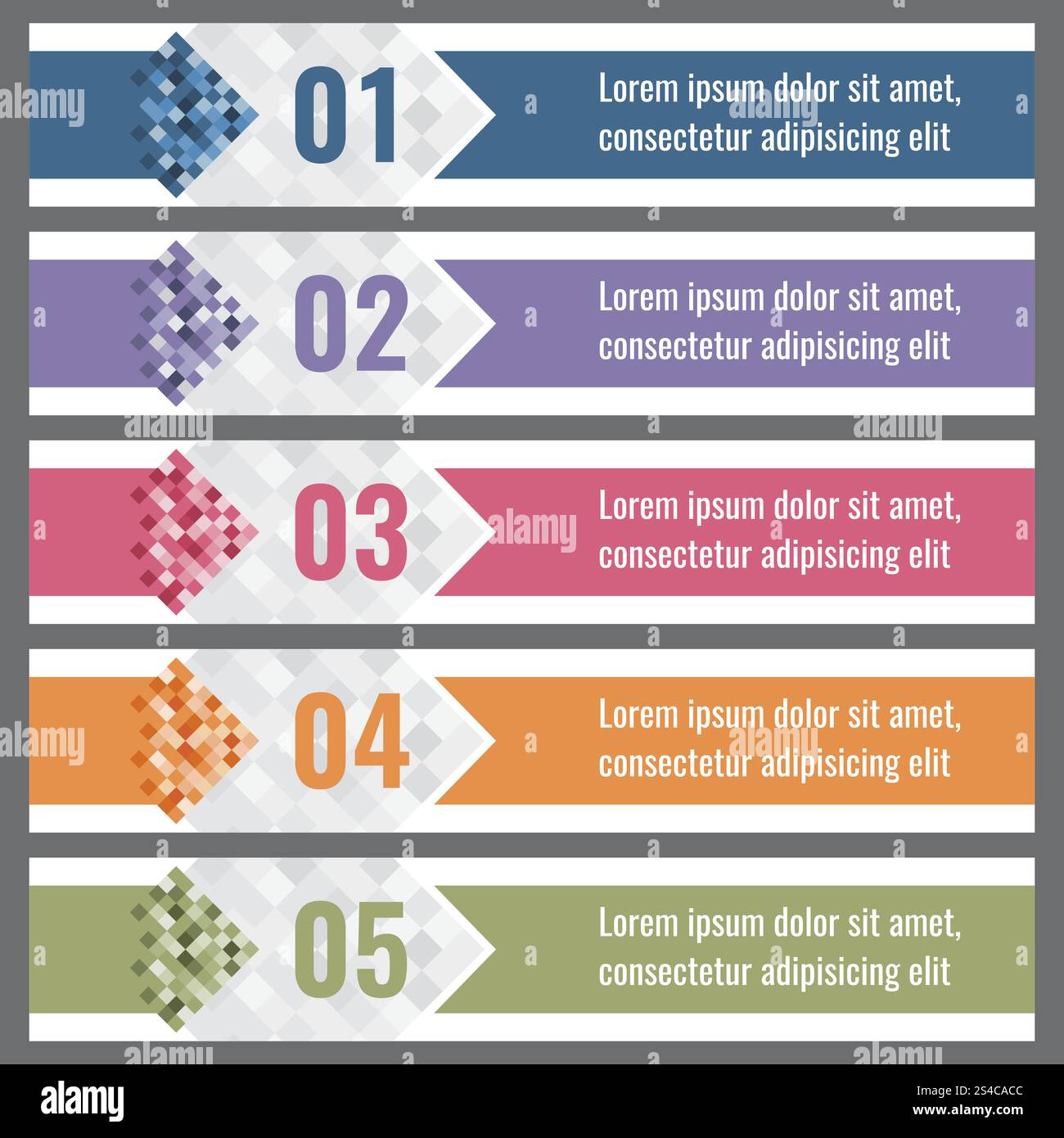 Pixel gradient banners with options. vector infographics elements. Pixel gradient banners with options. vector infographics elements. Square pattern card for web design illustration Stock Vector
