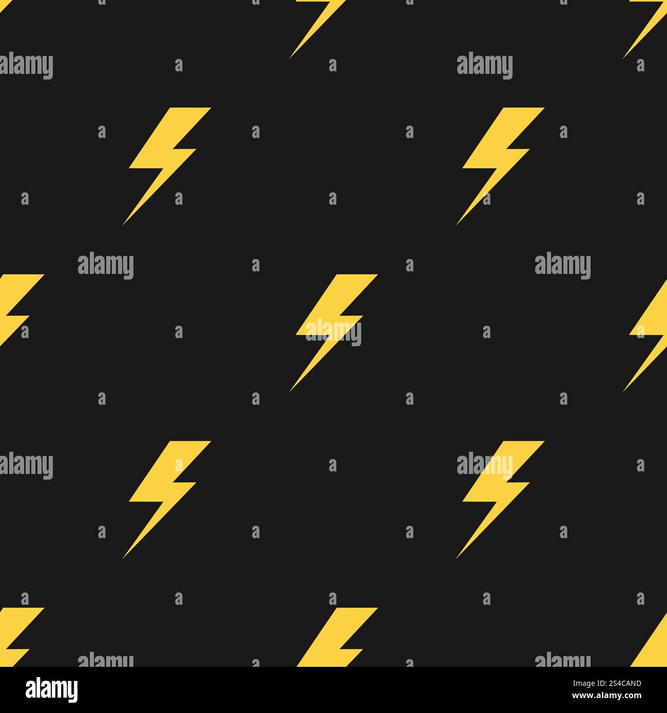Yellow lightnings black vector seamless pattern. Yellow lightnings isolated on black background. Vector seamless pattern Stock Vector