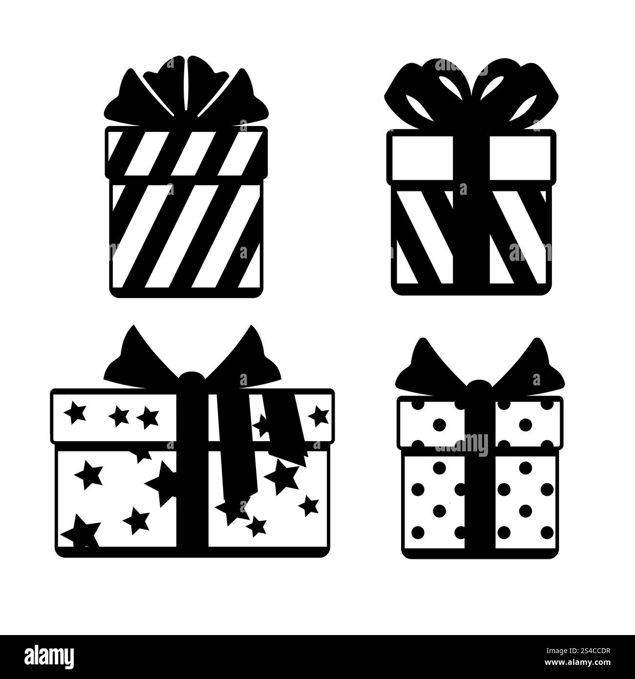 Gift boxes with ribbon bows icons set isolated over white. Gift boxes ...