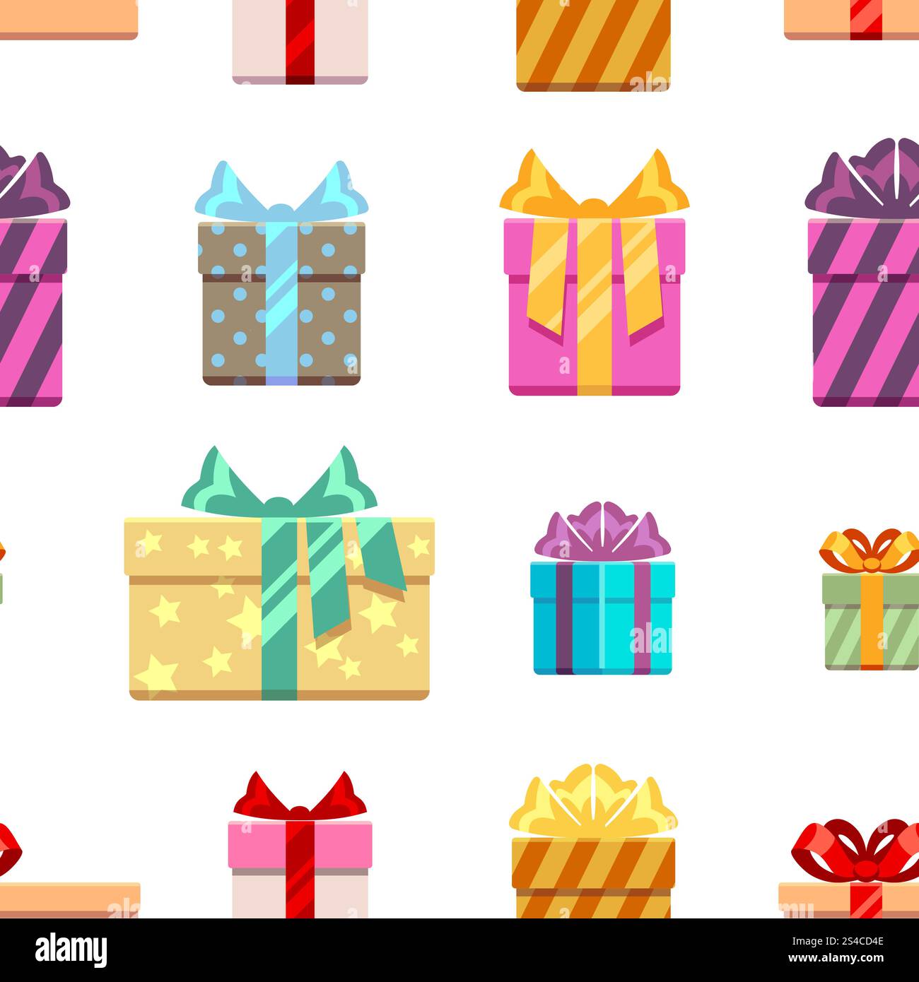 Gift boxes with ribbon bows seamless pattern. Gift boxes with ribbon ...