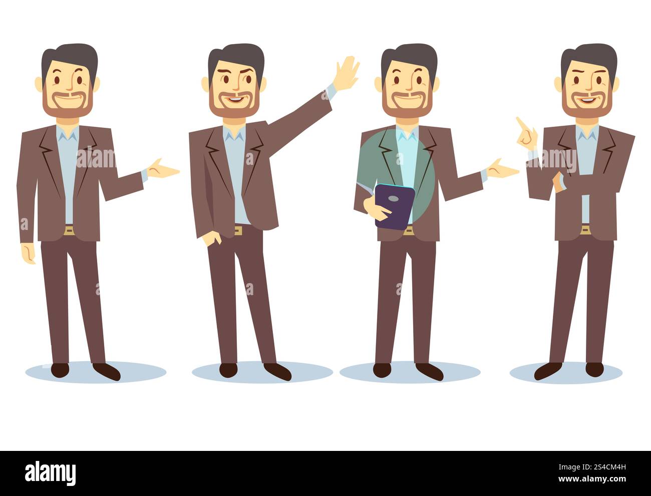 Businessman cartoon character in different poses for business ...