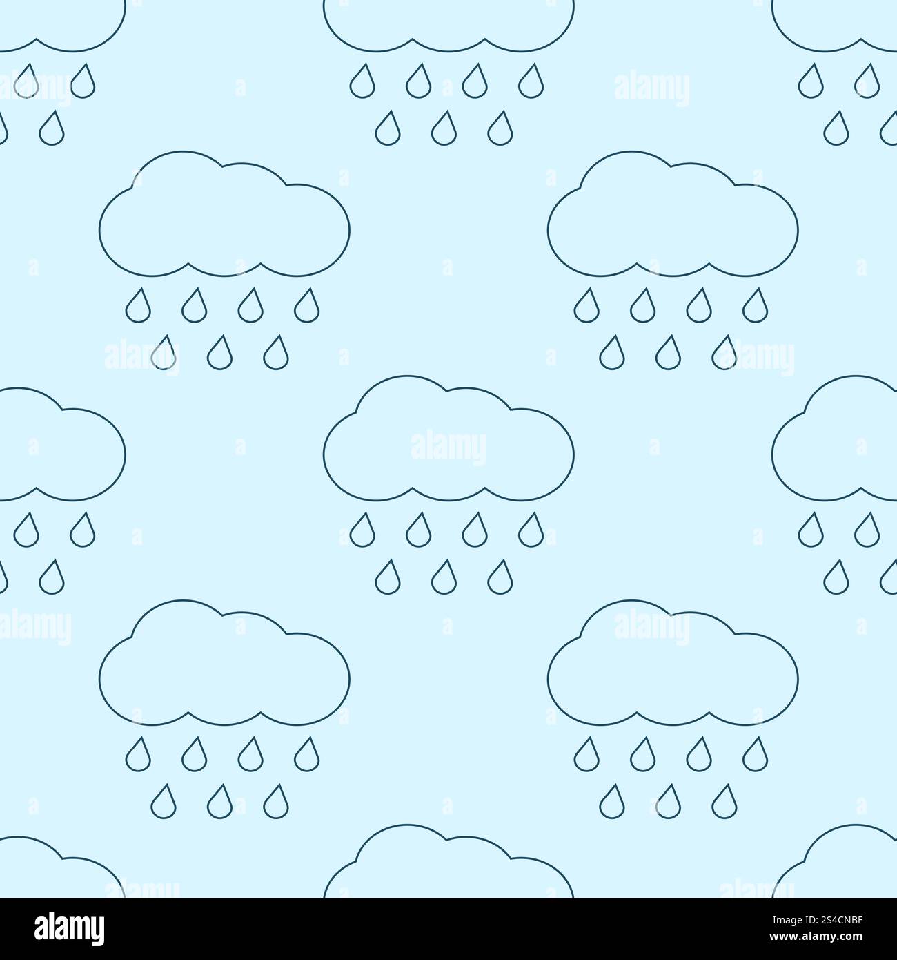Outline vector rainy clouds seamless pattern. Outline vector rainy clouds seamless pattern. Linear style background illustration Stock Vector