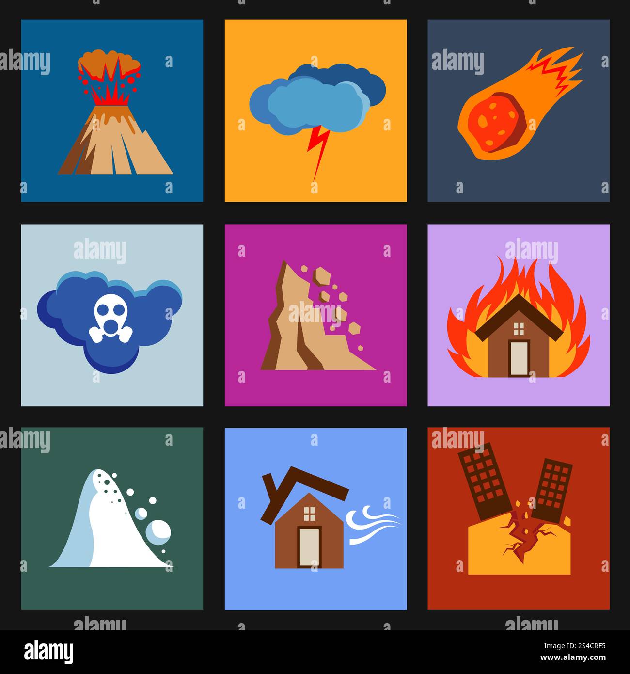 Natural disaster color icons hi-res stock photography and images - Alamy