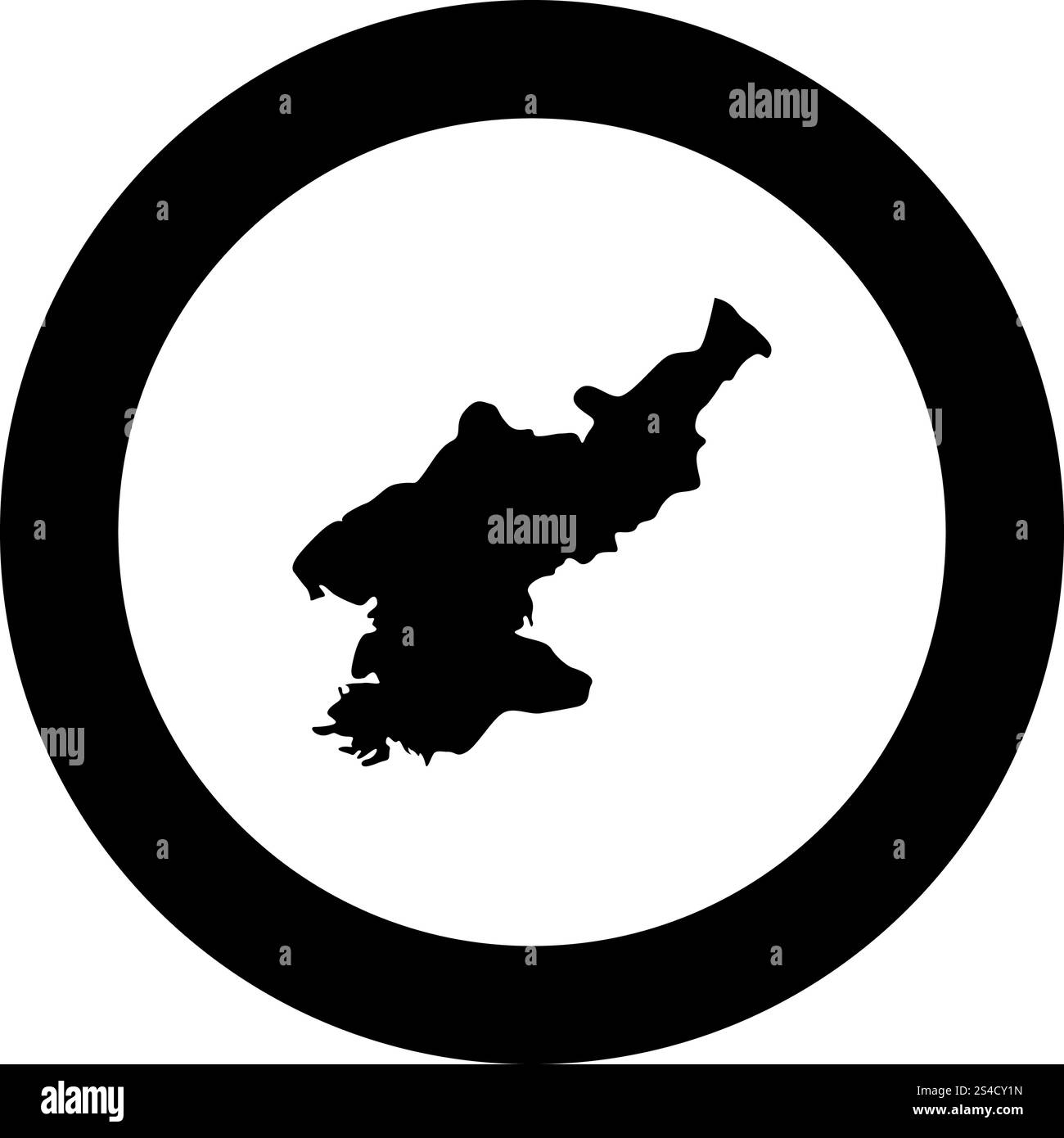 Map of North Korea icon black color in round circle vector illustration Stock Vector