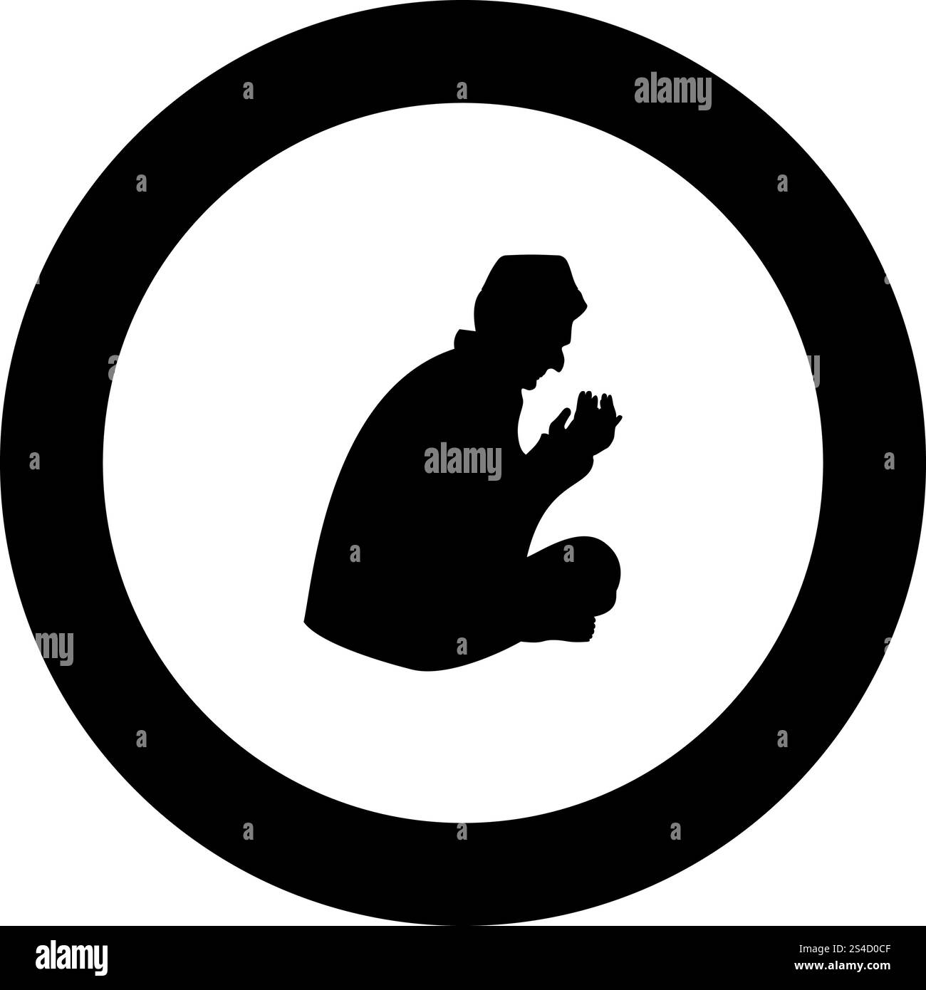 Praying Muslim icon black color in round circle vector illustration ...