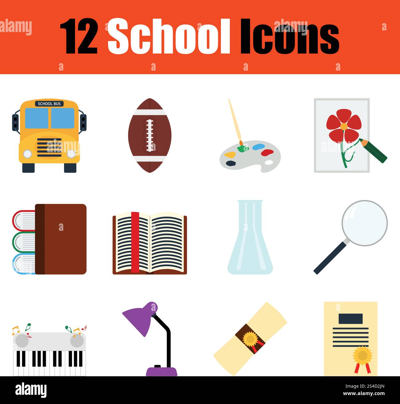 School icon set. Color  design. Vector illustration. Stock Vector