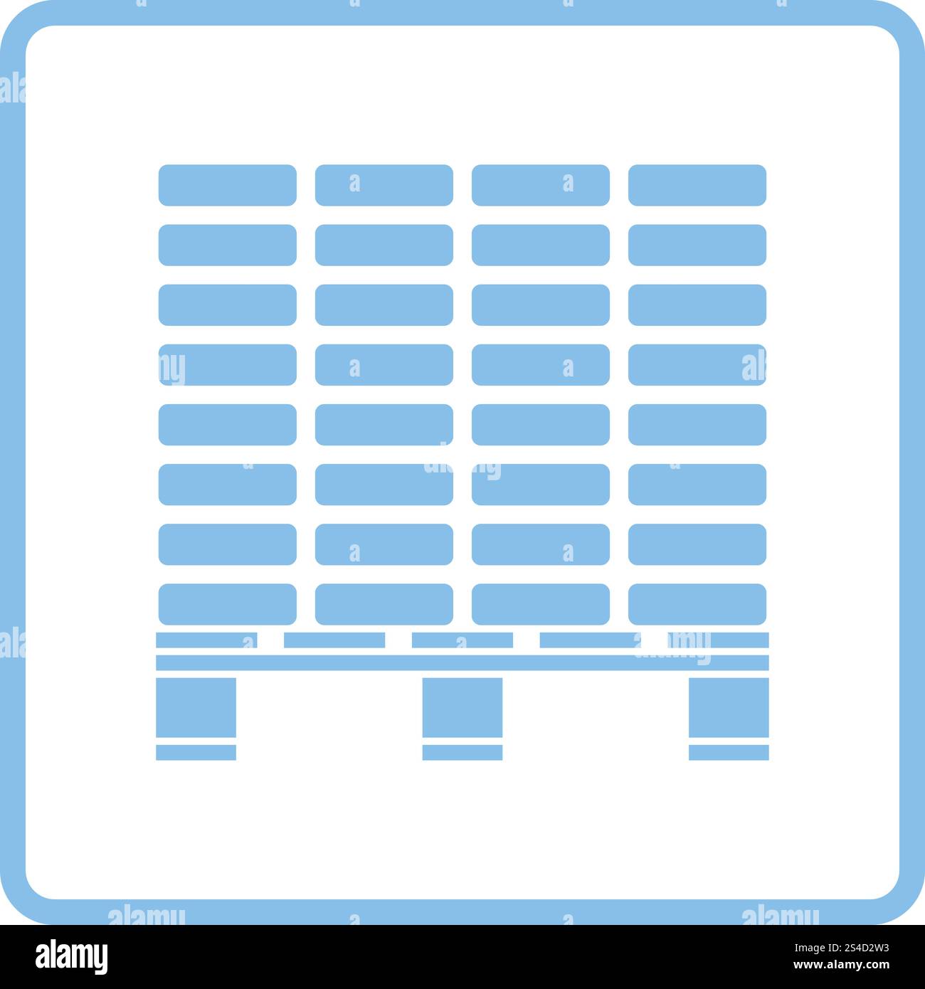 Icon of construction pallet . Blue frame design. Vector illustration ...