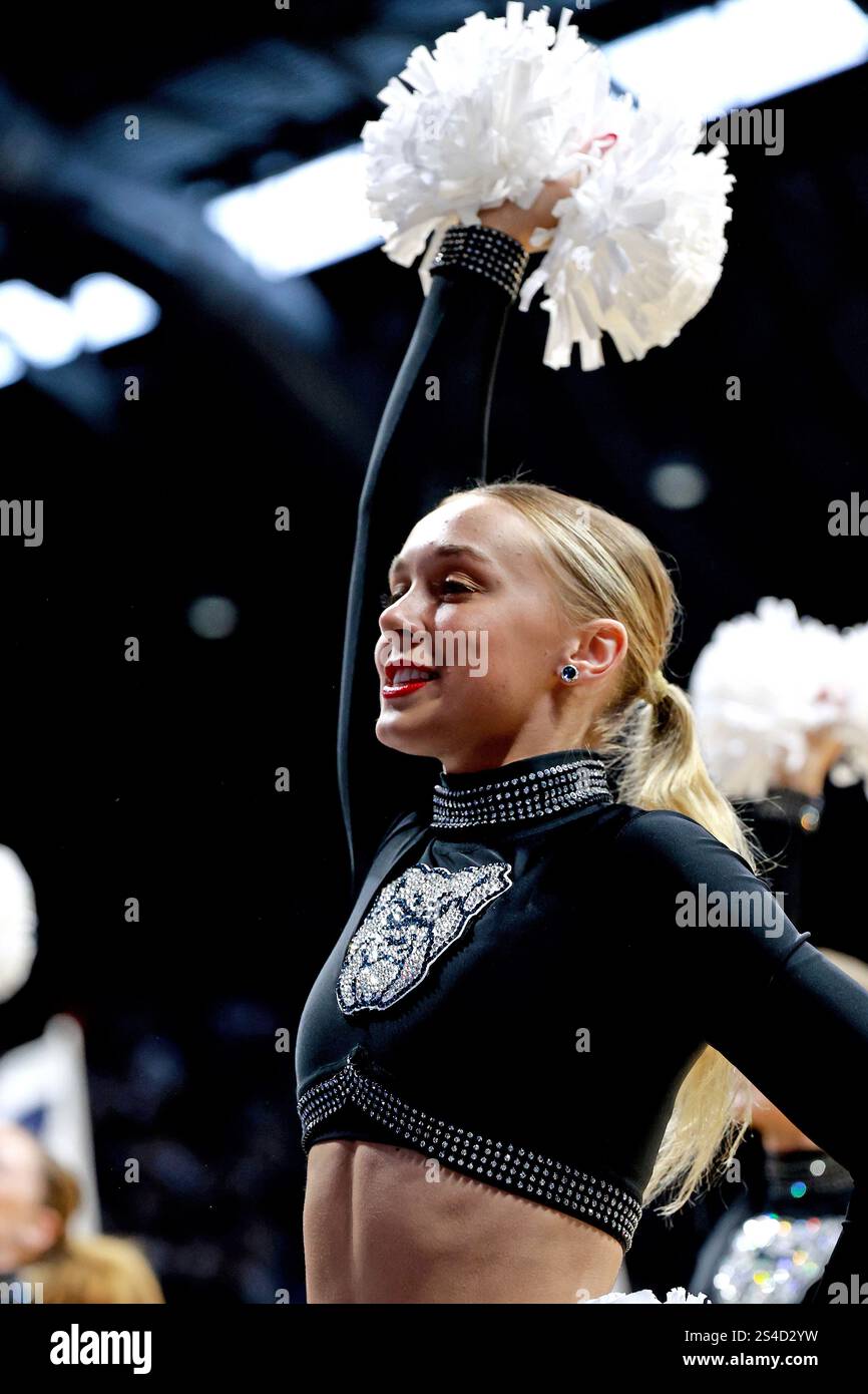 INDIANAPOLIS - JANUARY 11: Butler Bulldogs cheerleader performs a cheer ...