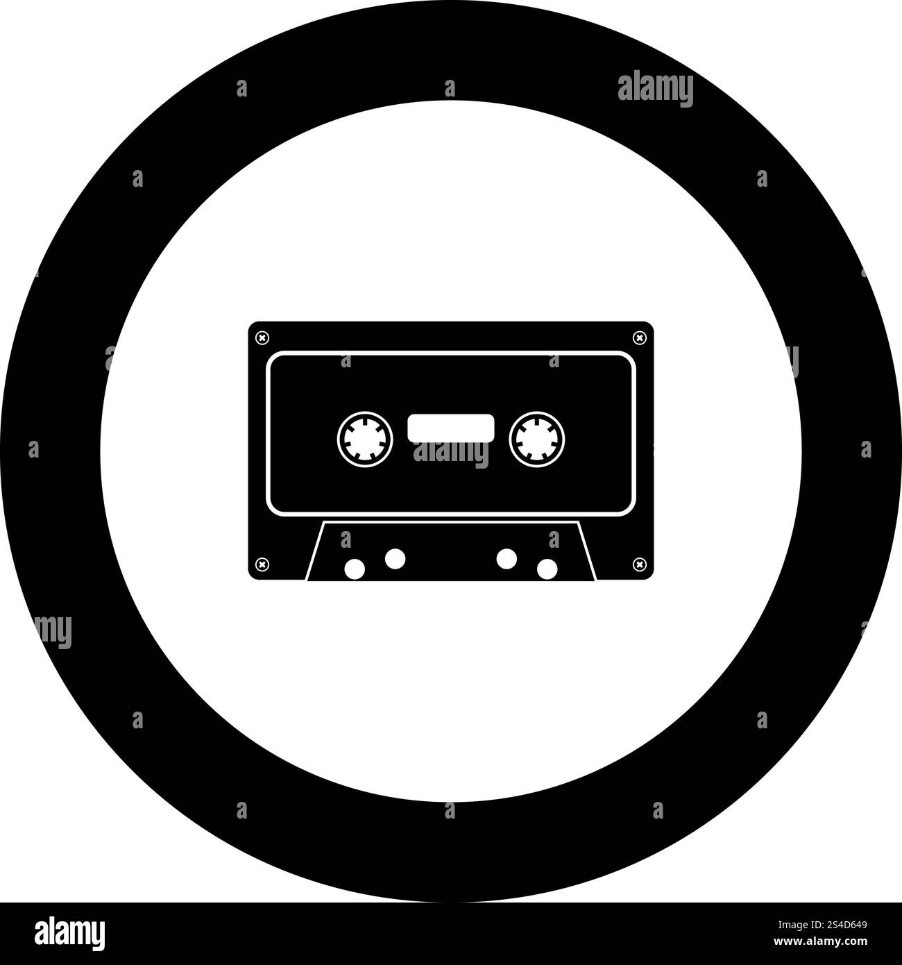 Retro audio cassette icon black color in round circle vector ...