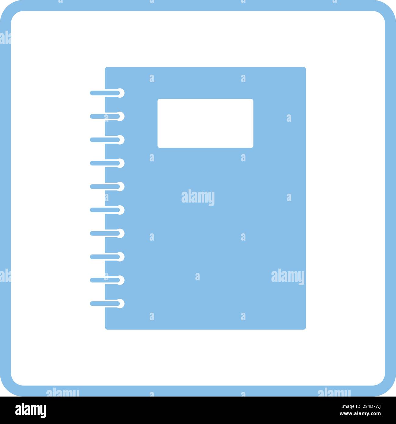 Exercise book with pen icon. Blue frame design. Vector illustration. Stock Vector