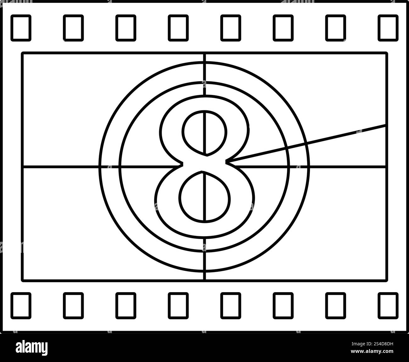 Movie frame with countdown icon. Thin line design. Vector illustration ...