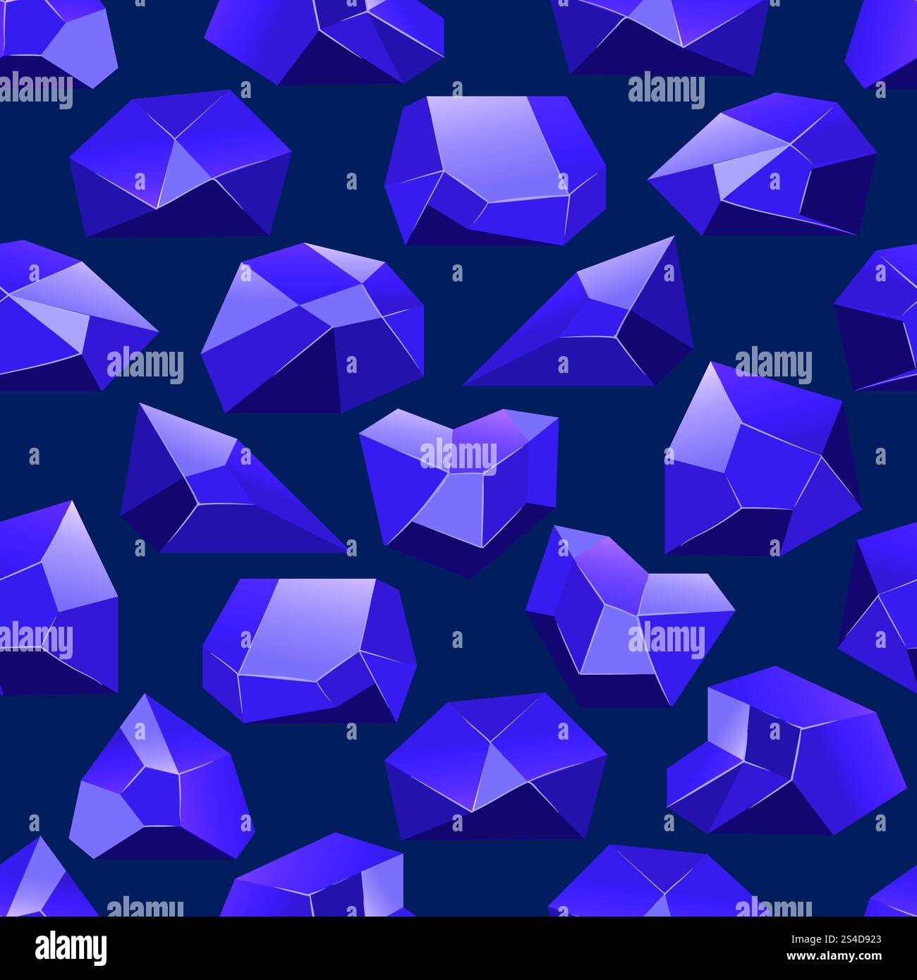 Dark blue vector crystals seamless pattern. Background wallpaper illustration with stone. Dark blue vector crystals seamless pattern Stock Vector