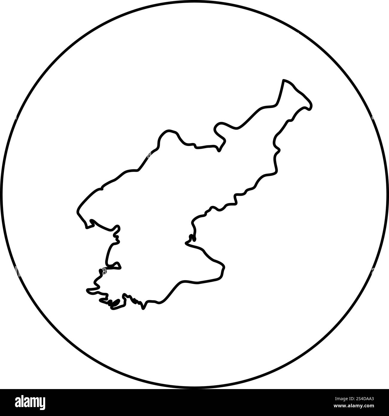 Map of North Korea icon black color in round circle outline vector illustration Stock Vector