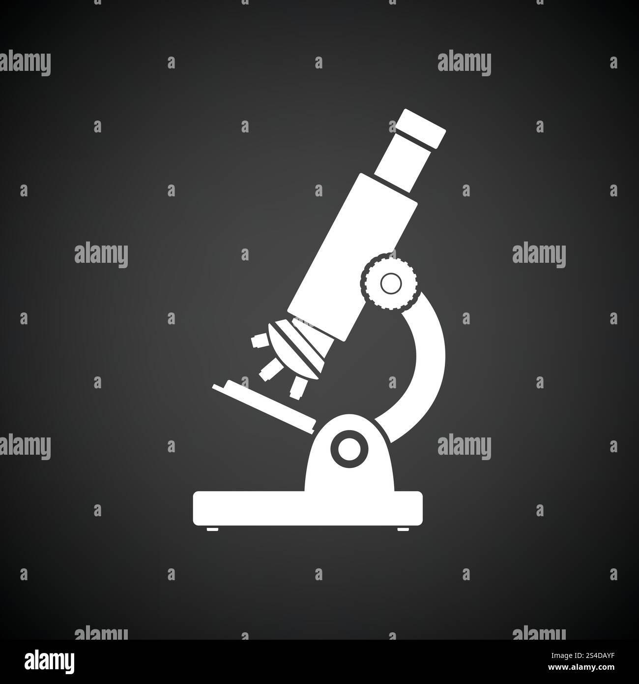 School microscope icon. Black background with white. Vector ...