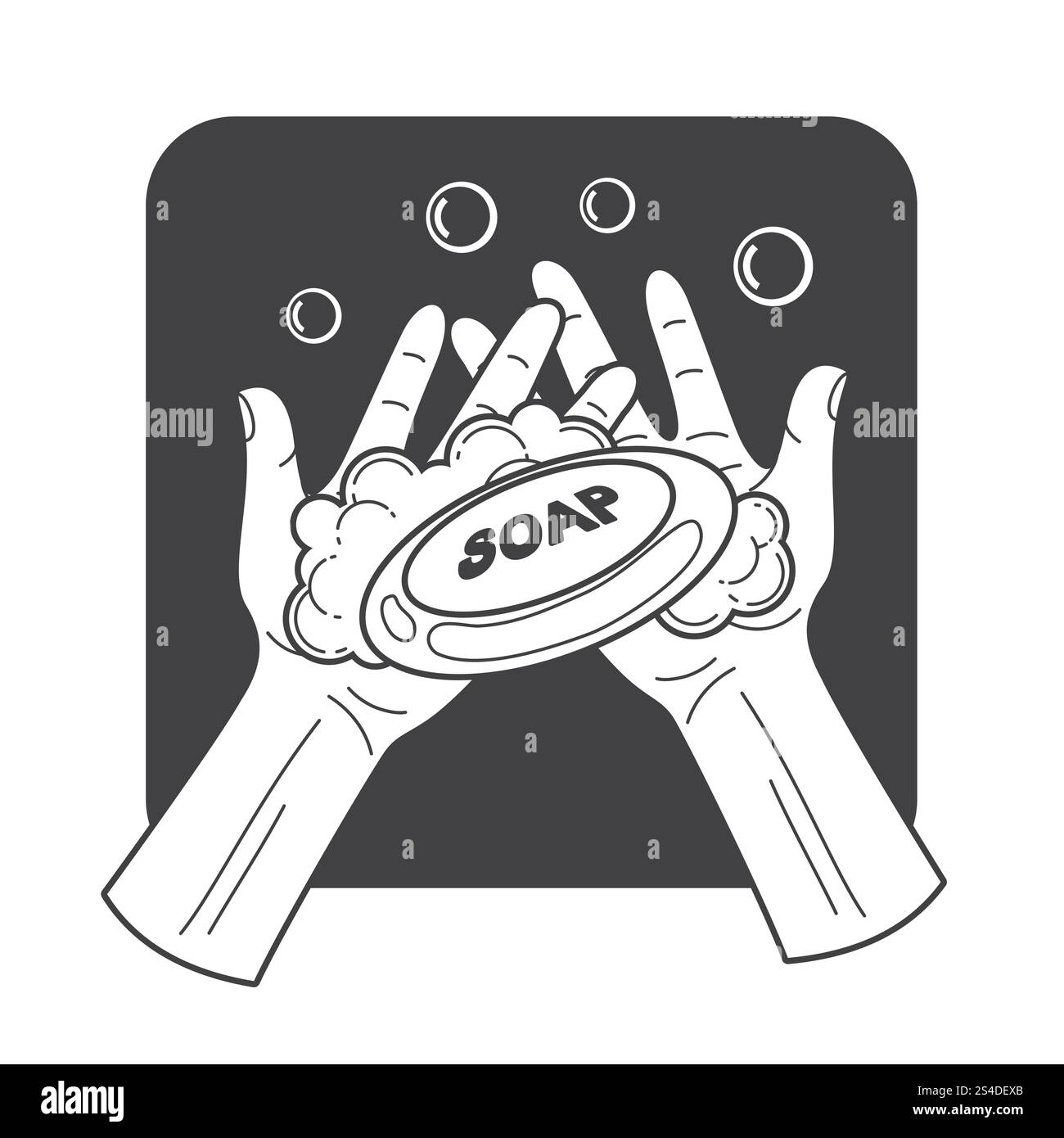 Vector washing hands holding soap. Illustration of wash hand in toilet. Vector washing hands holding soap Stock Vector