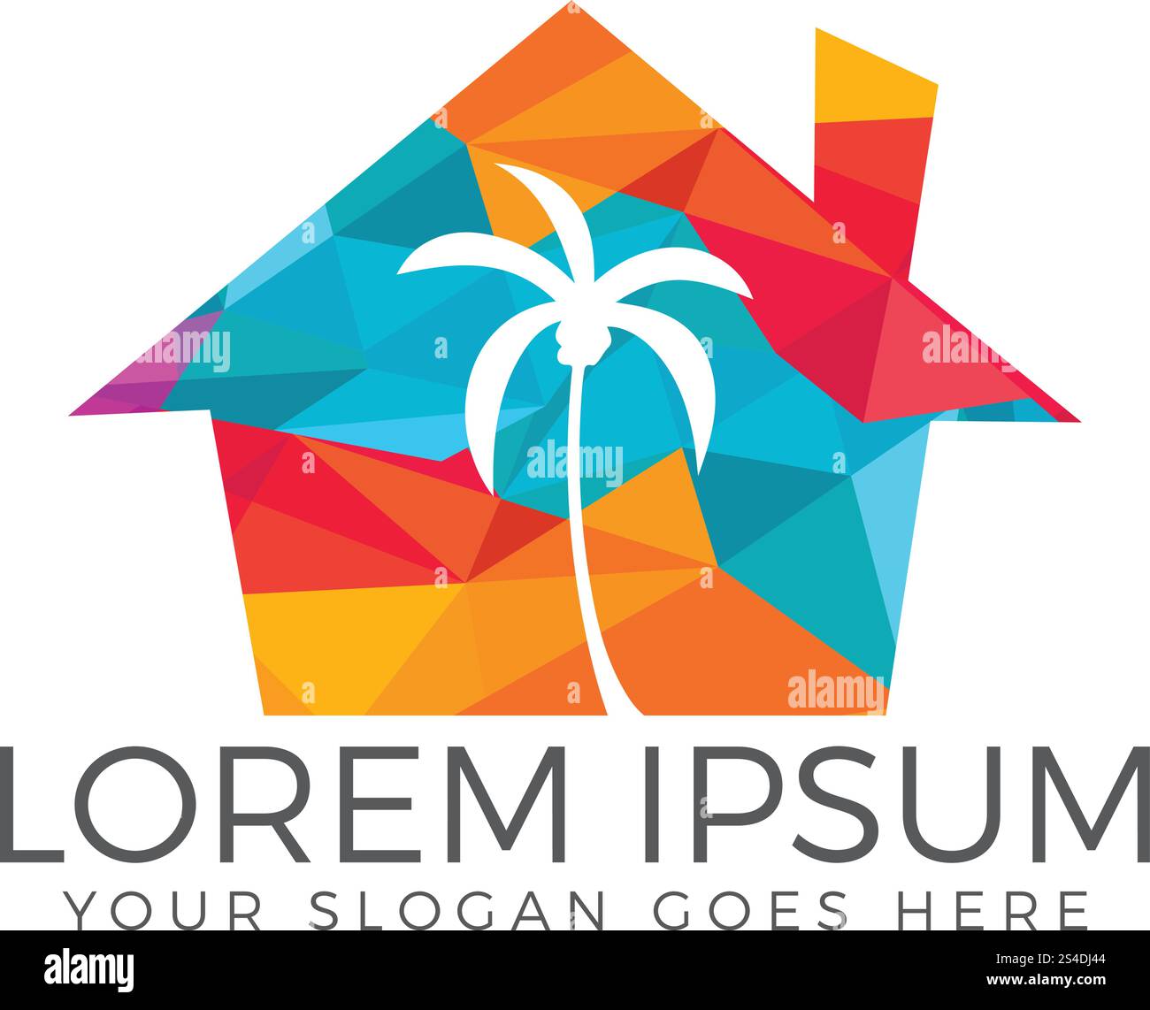 Tropical beach house and palm tree logo design Stock Vector Image & Art ...