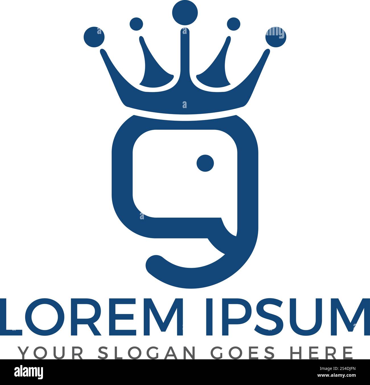 Elephant head with crown logo design. Stock Vector