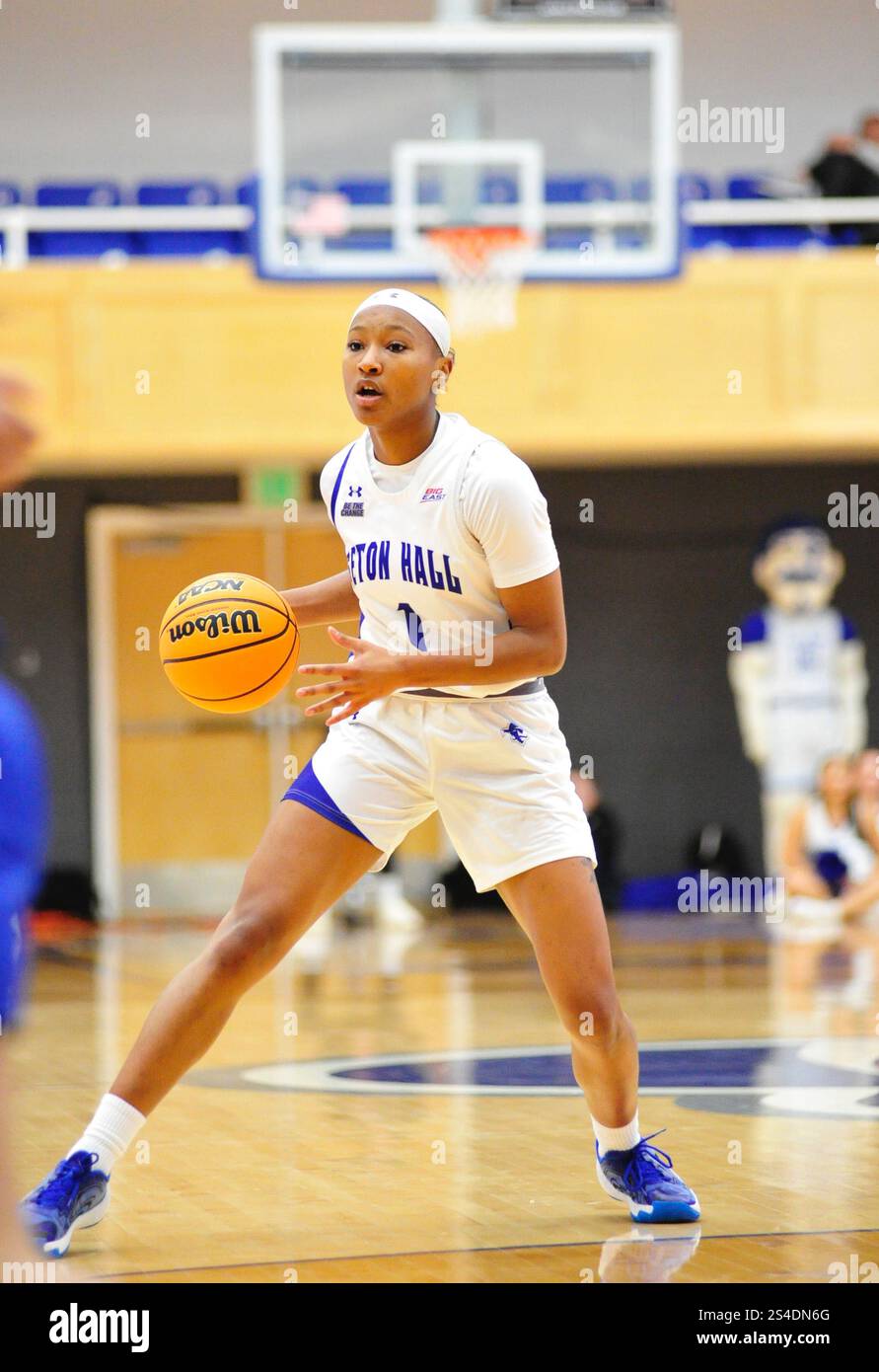 South Orange, USA. 11th Jan, 2025. Seton Hall's Joniyah Bland-Fitzpatrick (1) during Saturday's