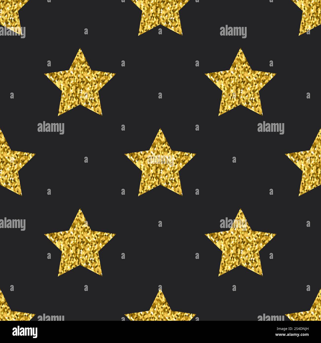 Vector gold glitter stars seamless pattern black background. Backdrop ...