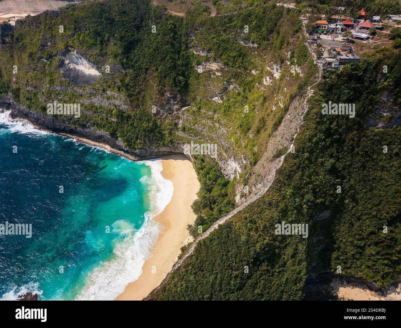Aerial shot of steep, rocky steps