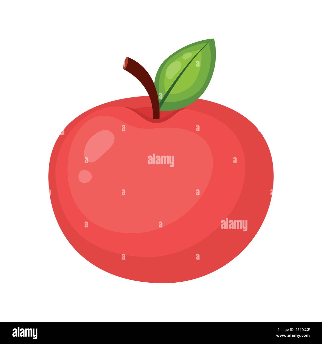 Red apple. Vector illustration in flat style. Stock Vector