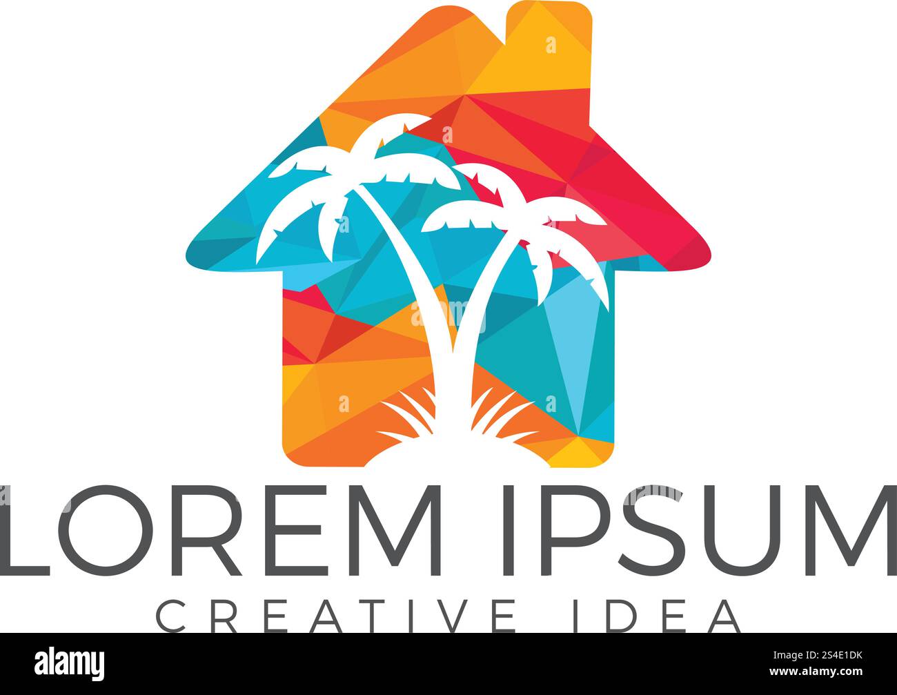 Vector house and palm tree logo. Beach house logo design Stock Vector ...