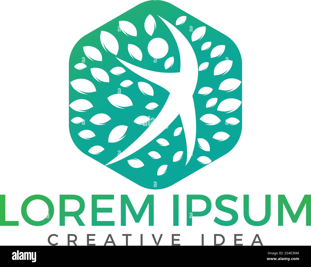 Human character with green leafs logo. Wellness and Nature logo Stock ...