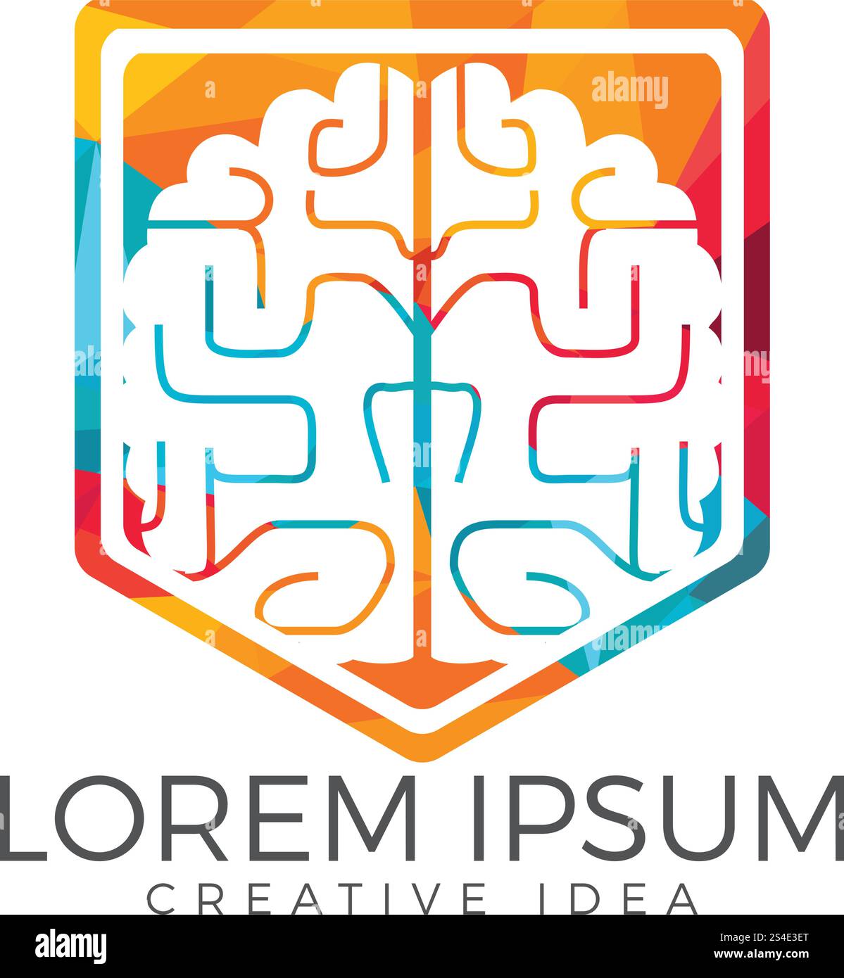 Creative brain shield logo design. Think idea concept.Brainstorm power ...
