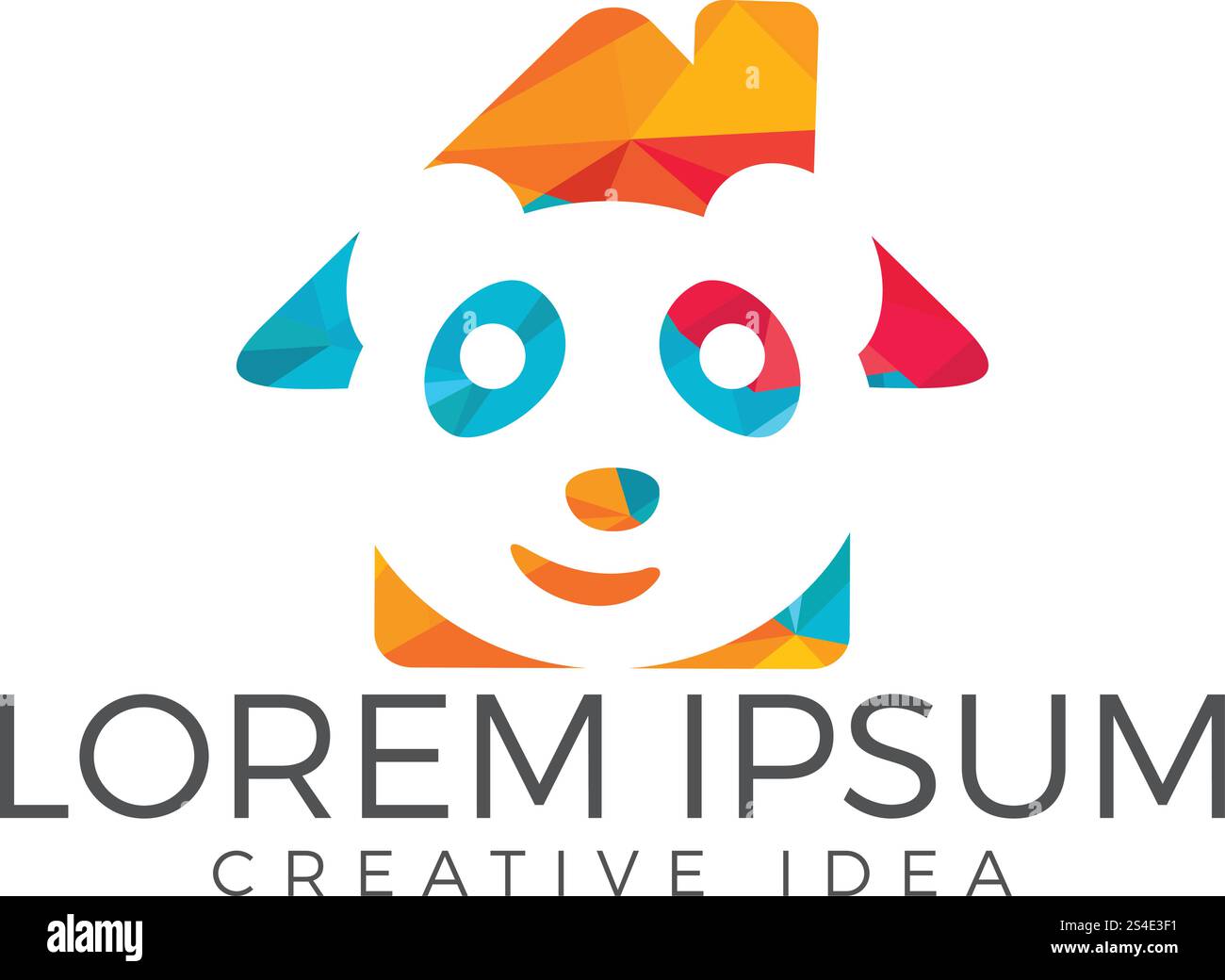 Panda home shape vector design. Stock Vector