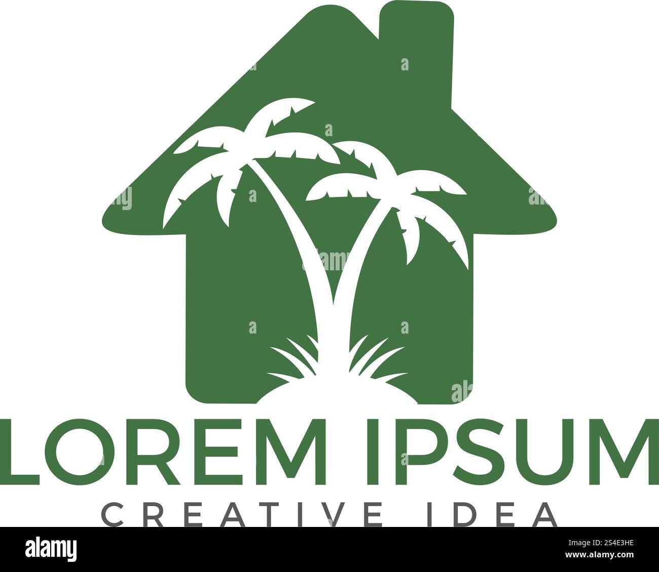 Vector house and palm tree logo. Beach house logo design Stock Vector ...
