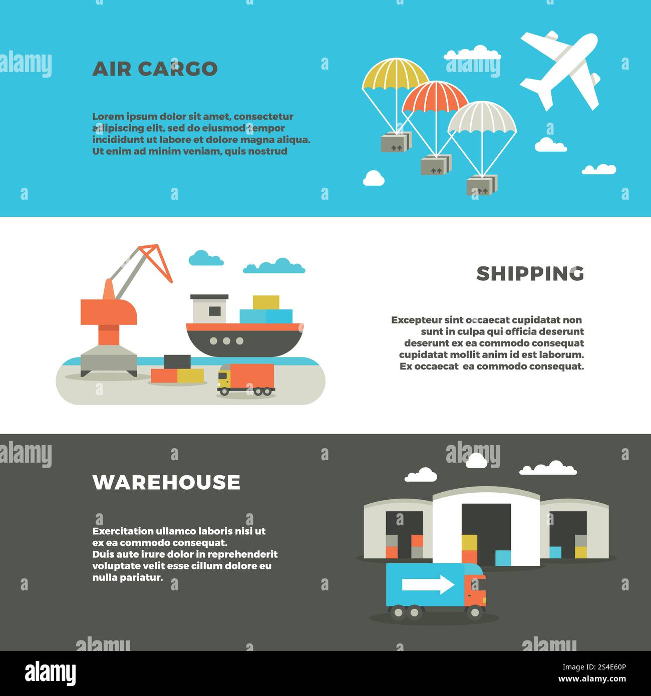 Delivery cargo transportation and logistics service vector advertising ...