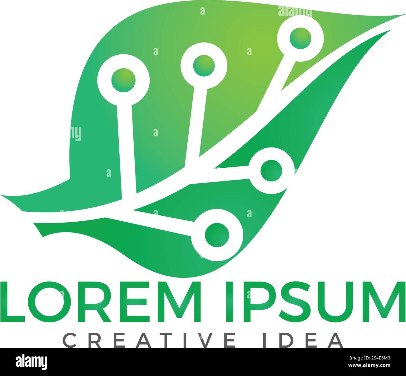 Green leaf technology logo design. Circuit Leaf vector design. Stock Vector