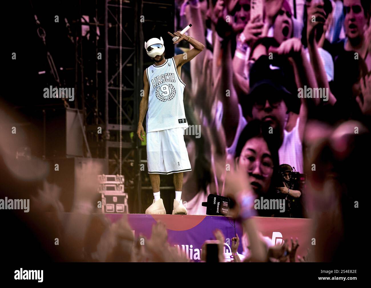 Rapper Cro takes to the stage at the 2024 Lollapalooza Festival in ...