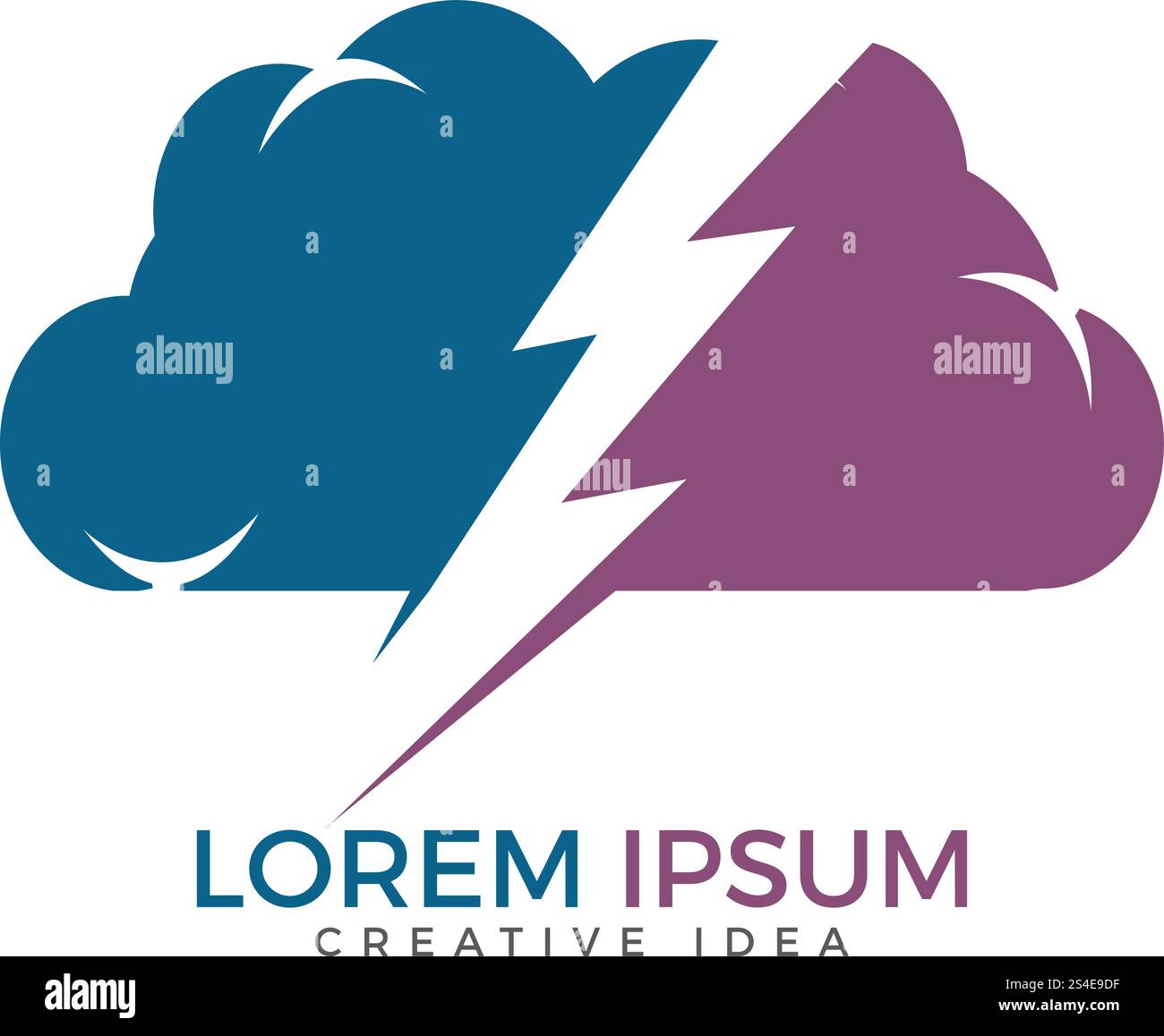 Thunder and cloud logo design. Cloud and Lightning logo design. Stock Vector