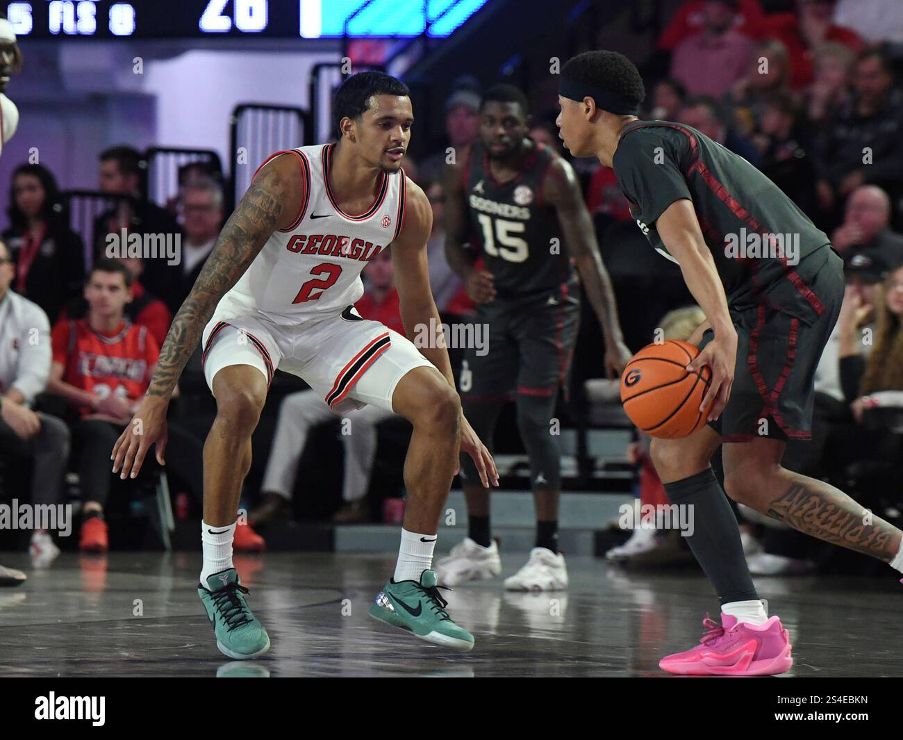 ATHENS, GA - JANUARY 11: Oklahoma Sooners guard Brycen Goodine (2 ...
